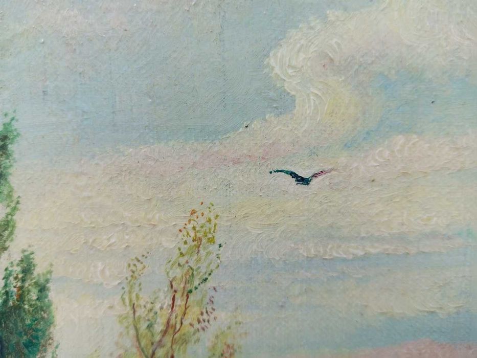 Tablou vechi - cioban cu oi si capre - semnat Callaert A