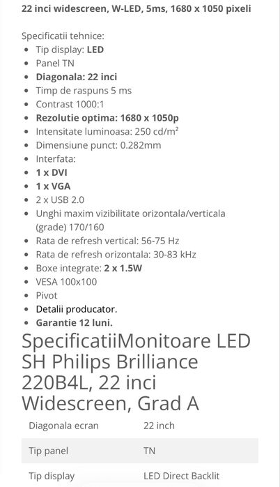 Monitor philips cu tastatura si mouse