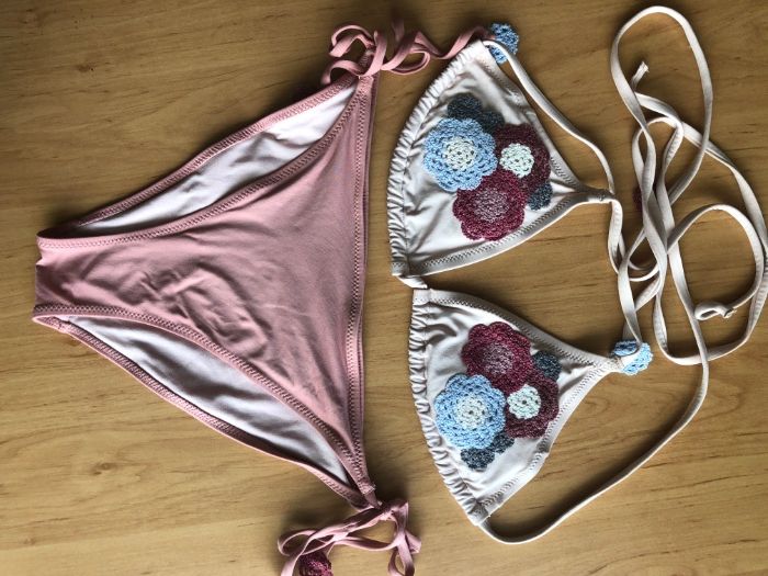 Розов бански на цветя / двоен /