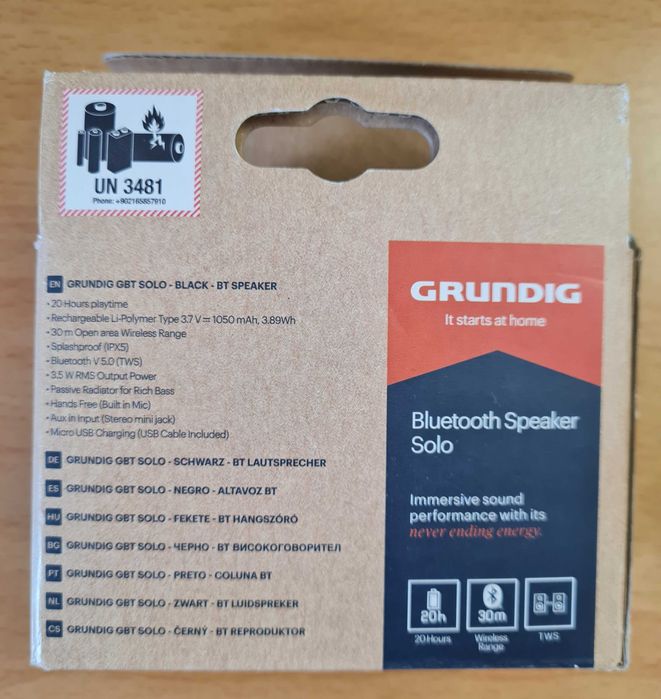 Преносима колонка Grundig GBT Solo Black, Bluetooth, Черна
