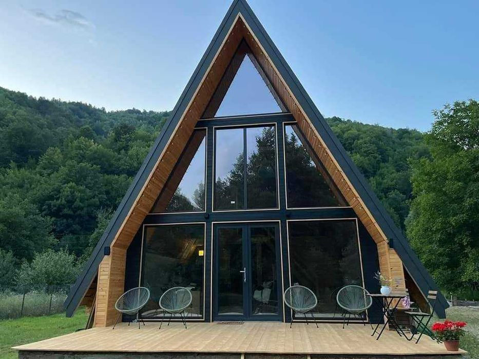 Cabana stil A-Frame, Case, Foisoare si Terase din structura de lemn la comanda