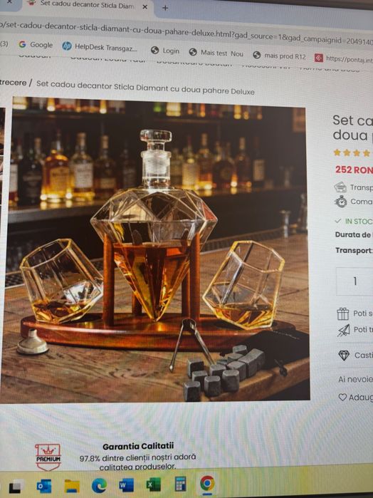 Vand set decator whisky cu 2 pahare