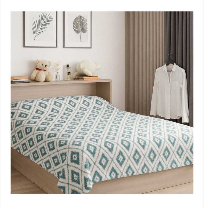 Patura “Cocolino”  Microfibra Premium, Model Tricotaj, Gri cu alb,