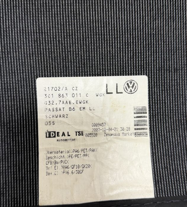 Covorase material textil OE noi Passat B6 parte fata