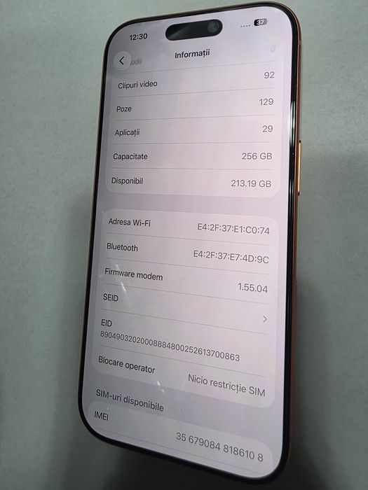 iPhone 17 Pro Orange 256GB Ca NOU Liber de retea