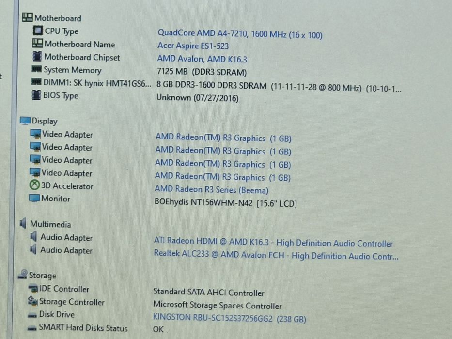 vand laptop Acer Aspire E51.15.6".Amd 4 7210 Quad.8 Gb.Ssd 256 Gb