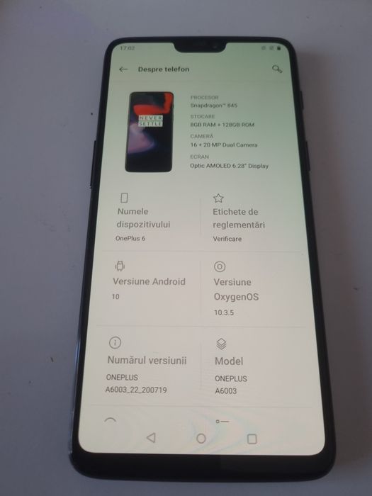 One Plus 6 128 giga 8 giga ram