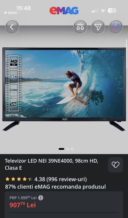 Televizor LED NEI 39NE4000, 98cm Full HD