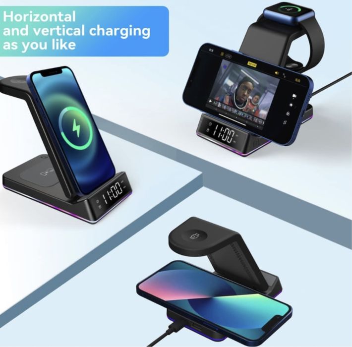 Incarcator Wireless, Statie de Incarcare Pliabila 5 In 1 Qi Fast Charg