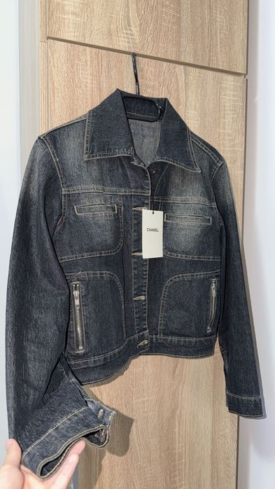 Jacheta denim Black efect prespalat CH anel