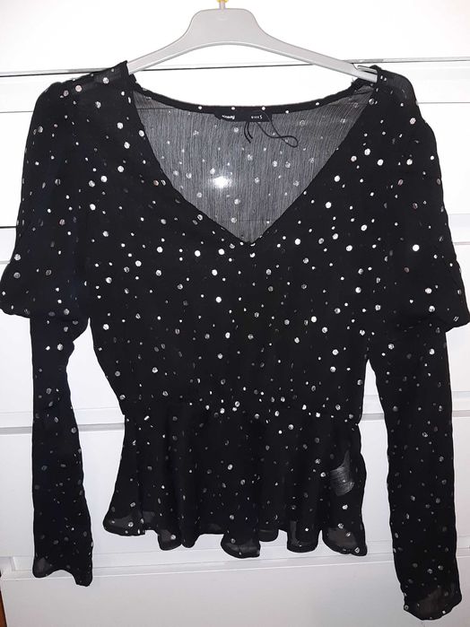 Bluza stralucitoare cu umeri bufanti TRANSPORT GRATUIT