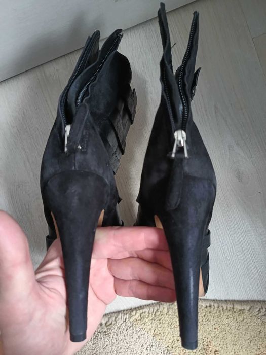 Ghete din Piele Sam Edelman Black Kendrix Leather Goth Rock Nr. 39