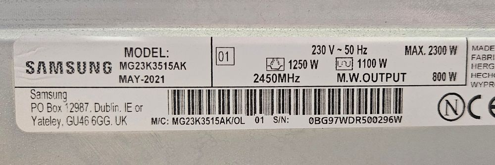 Микровълнова фурна SAMSUNG MG23K3515AK