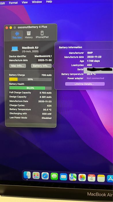 Macbook Air 2020. 8/256gb