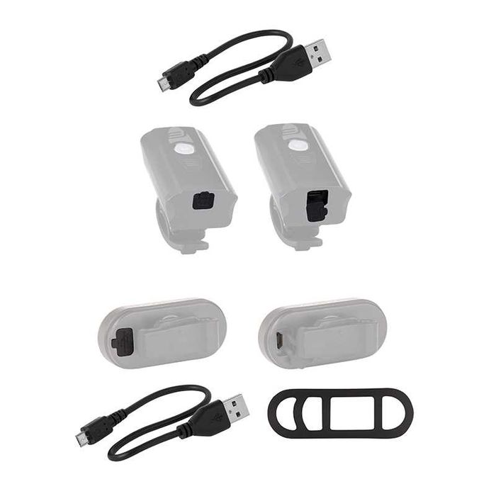 Комплект LED светлини за велосипед FORCE DIVER ARC USB, Фар и Стоп