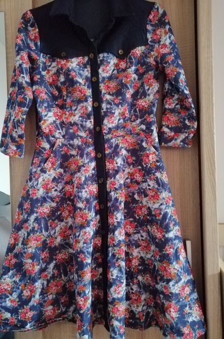 Rochie denim cu buzunare