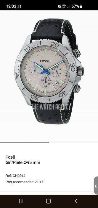 Ceas Fossil Cronograf carcasă de 45 mm