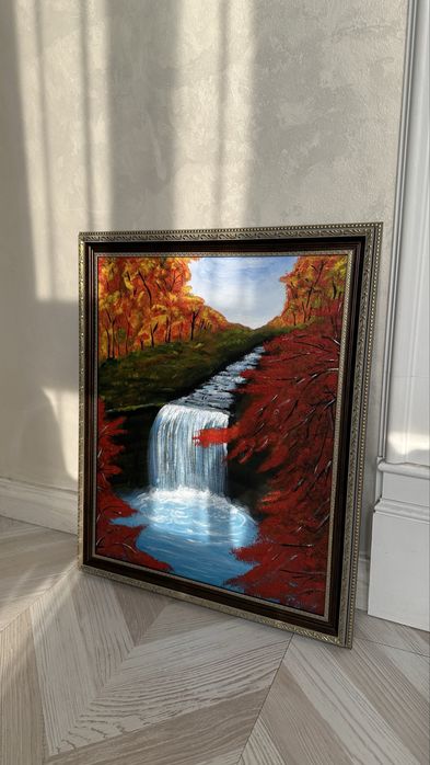 Картина осень водопад