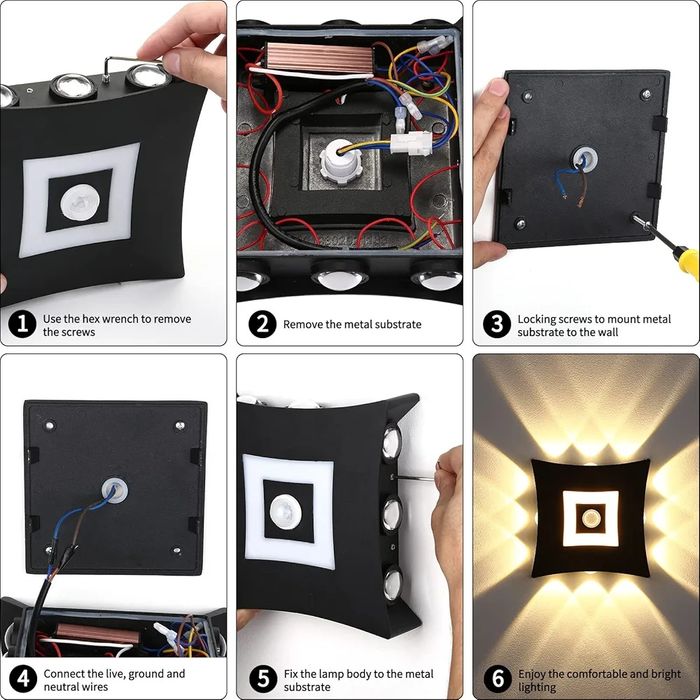 ENCOFT LED Outdoor Light with Motion Sensor 18 W Outdoor Lamp Black