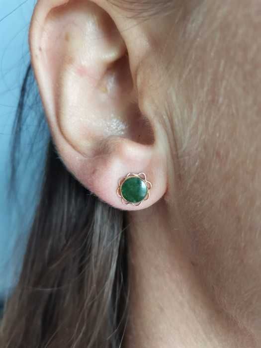 cercei aur 14k nephrit jade