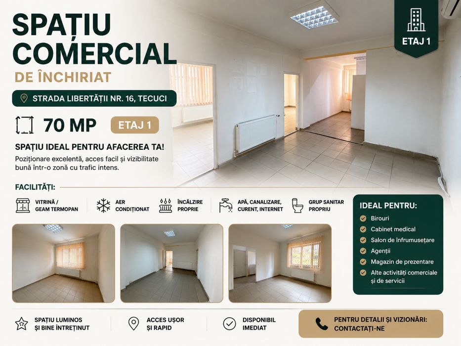 Spațiu comercial pregătit pentru magazin, birou sau salon