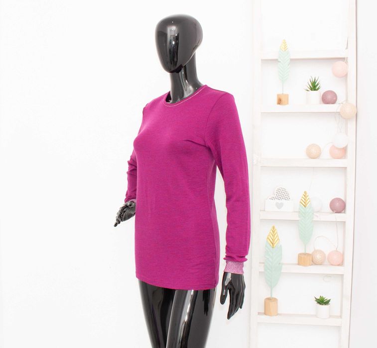 Sofa дамска мерино блуза лилава/сребро термо бельо мериносна вълна L