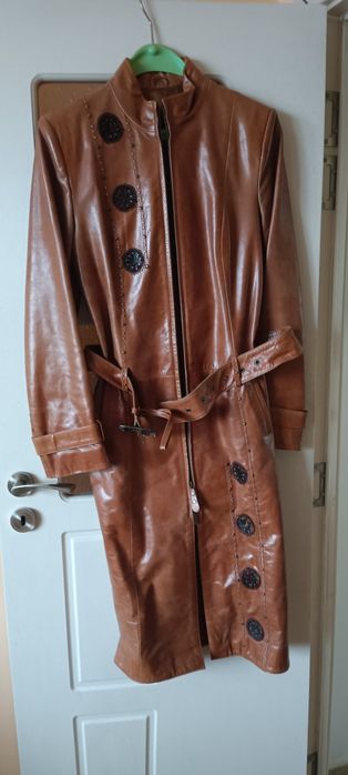 Кожено палто кафяво- S/M