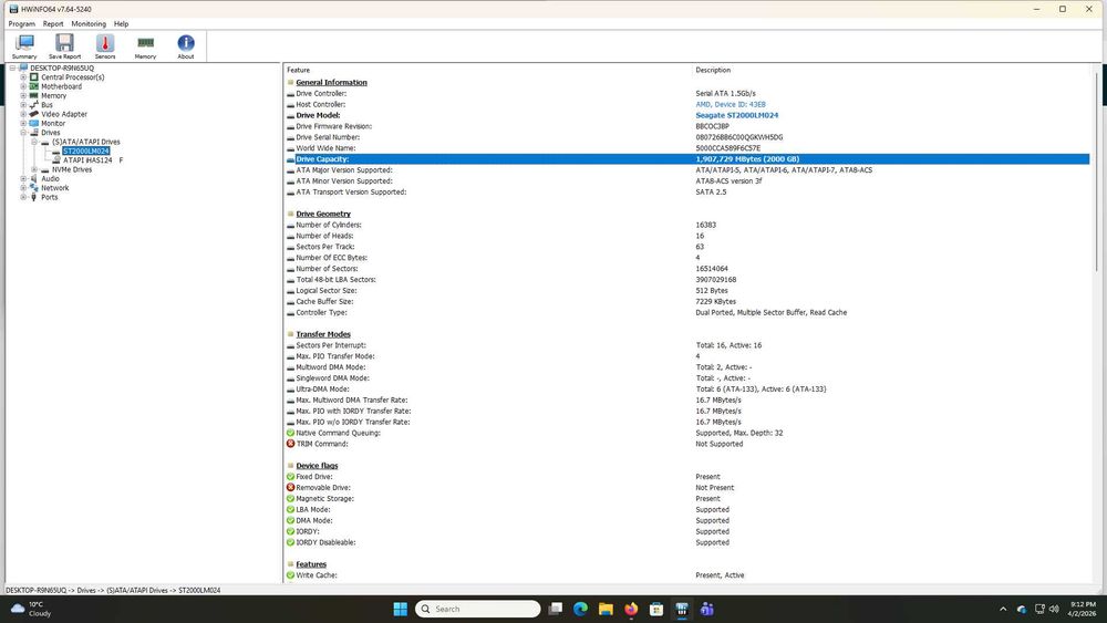 HDD intern 2.5'' (hard disk de stocare) Seagate 2TB