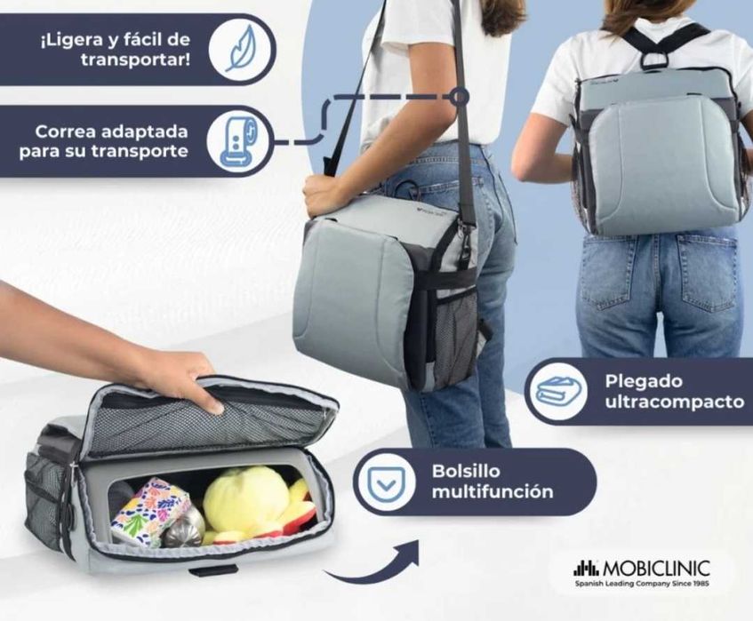 Преносимо столче за хранене и раница 2 в 1 Mobiclinic Kids (Сива маймунка)