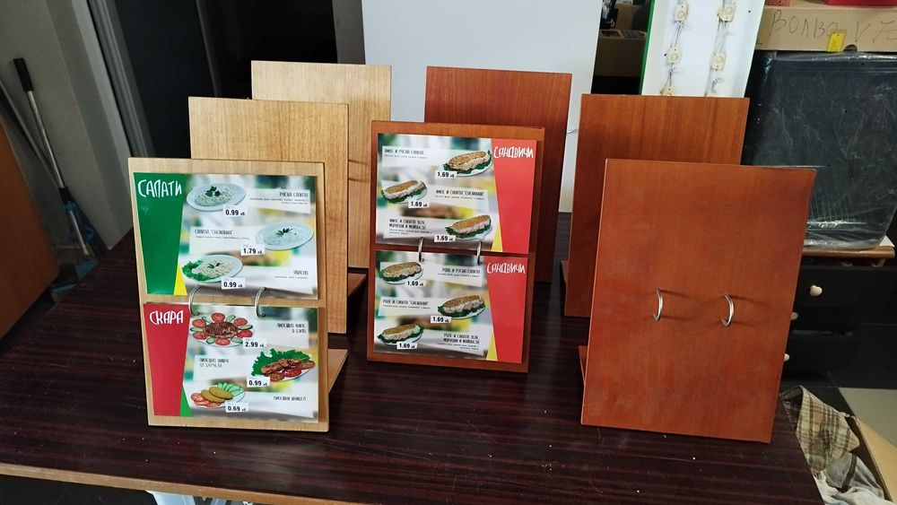 Меню дървена стойка - Дисплей за мхоголистово меню 23/34см