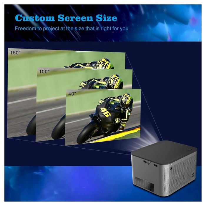 Проектор HY350 4K Full HD 1080P WiFi 580ANSI 150” Електронен фокус...