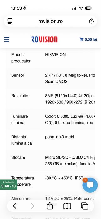 Camera supraveghere Hikvision DS-2CD2T87G2P