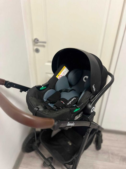 Cărucior Lionelo Bianka 3 în 1, bej + Scoică Astrid i-Size + Bază ISOFIX