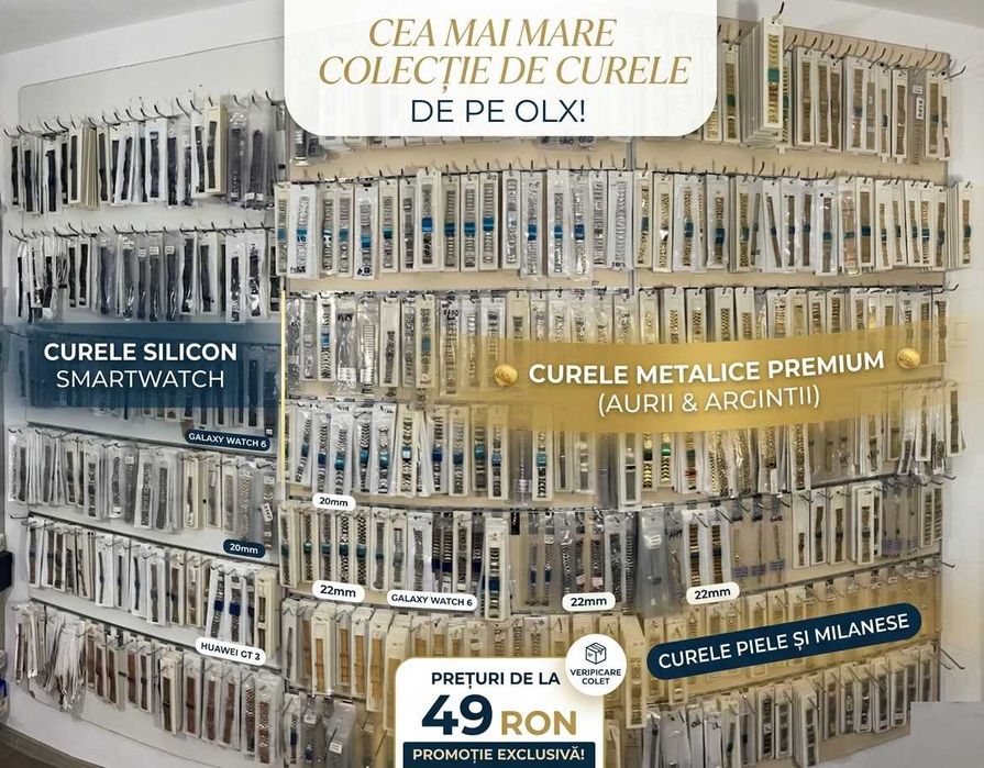 Cea Mai Mare Colecție Curele Smartwatch Silicon, Metal, Piele 16-24mm