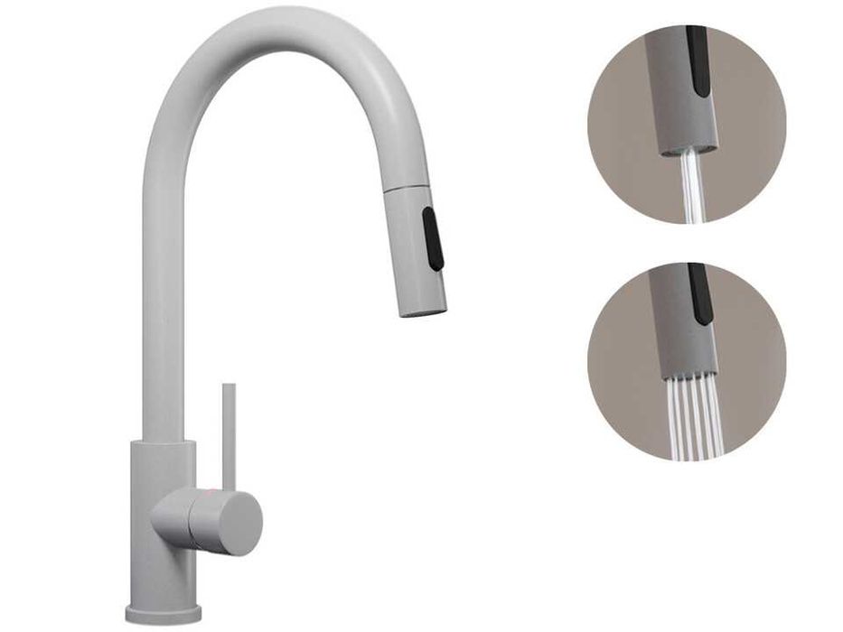 Телесни цветни аксесоари ТОЧНИЯ нюанс Смесител+Сифон+Дозатор Сив Бежов