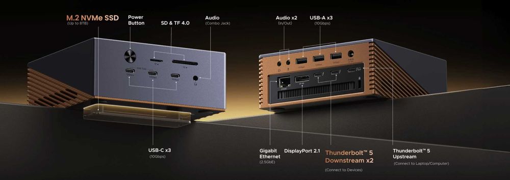 uGreen MaxiDok Thunderbold 5 Docking Station 17 in 1 + MacFlow 25w Qi 2.2