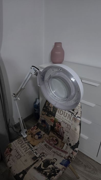 Lampa cosmetica cu neon si lupa de 5 dioptrii, Alma Net Office, Plastic, 22 w