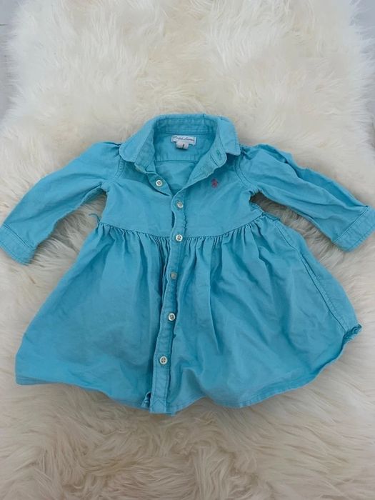 Ralph Lauren bebe lot 3 rochii rosu turcoaz bumbac