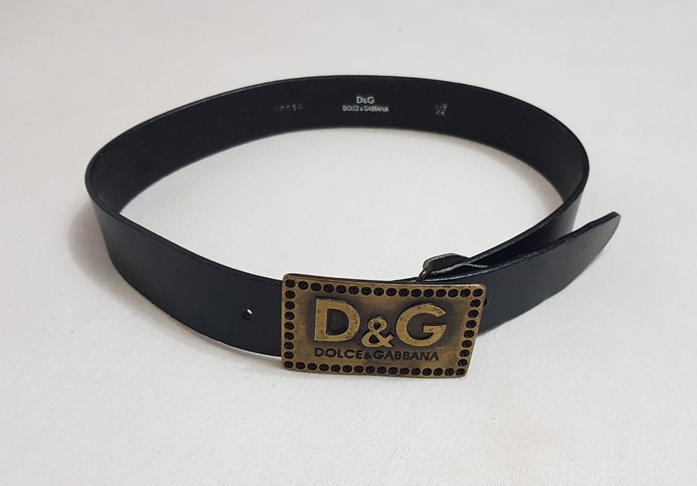 Curea D&G reglabilă centura Dolce Gabbana piele naturală neagră, alamă