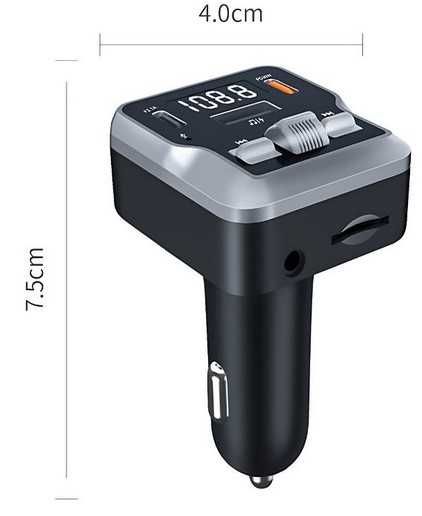 Bluetooth FM трансмитер за кола 6в1 с type C зарядно