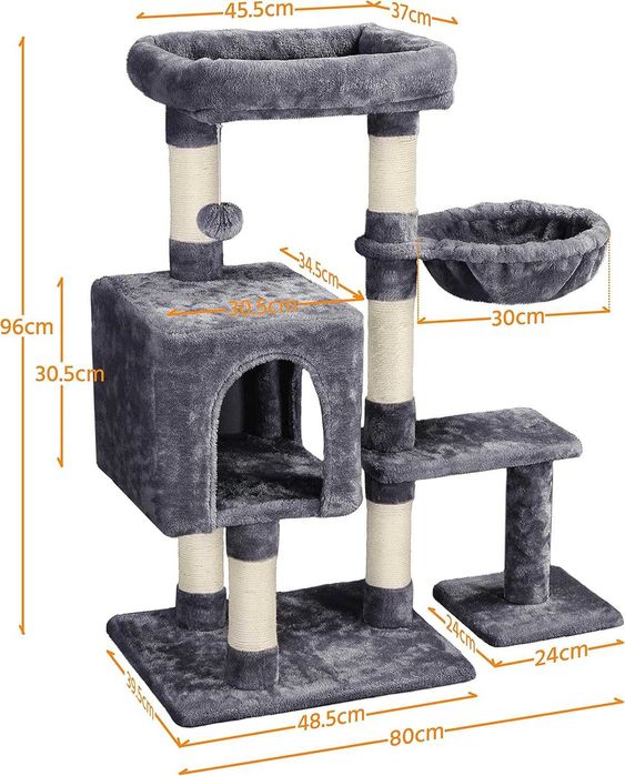 Ansamblu joaca pisici 96 cm cu casuta si cos |S 593205 Dark Gray