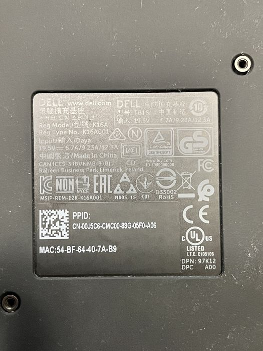 Docking station Dell TB16 cu adaptor de 180w