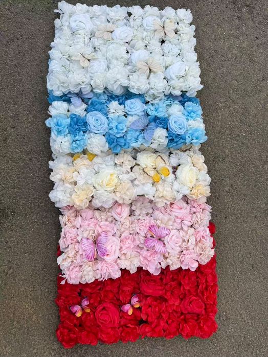 Panou decorativ artificial floral cu fluturi si diverse flori ,des  60x40cm model 2026
