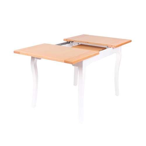 Masa extensibila Lucky, lemn masiv fag + MDF furniruit, alb+fag