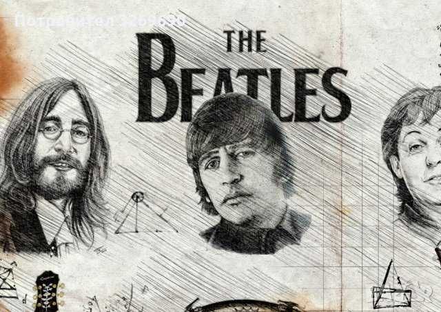 The Beatles постер плакат Бийтълс Арт. стил Леонардо да Винчи