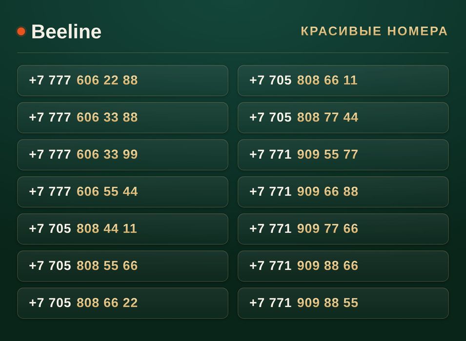 VIP номера Beeline / Красивые номера / Beeline
