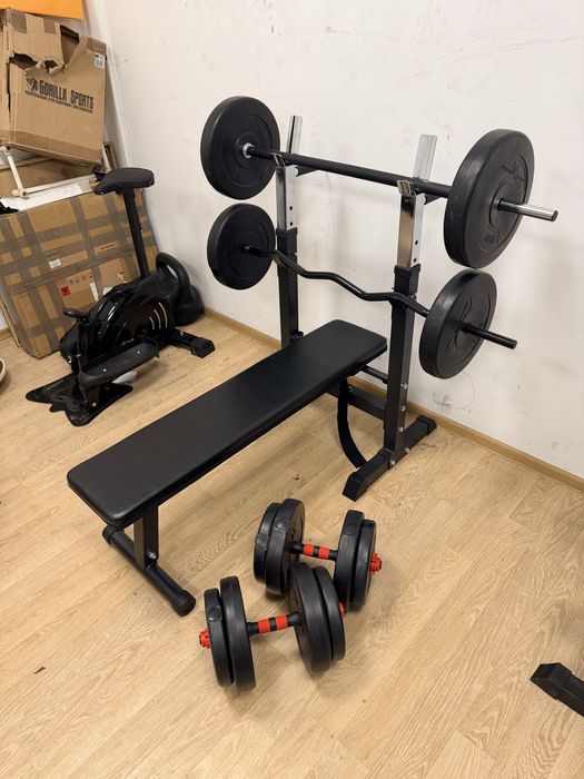 Pachet sala acasa Banca+Haltera+Bara Z+Gantere reglabile noi Germany