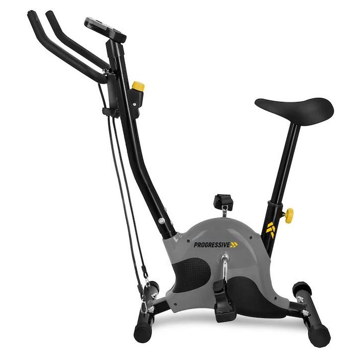 Механичен фитнес велосипед със струни PROGRESSIVE BM1000, Сиво-Черен