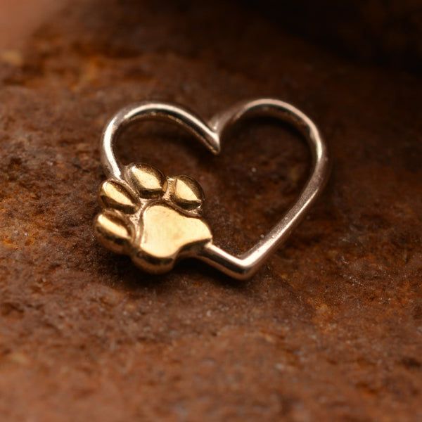 Сребърен медальон 925 „Сърце и лапичка“ – със златни акценти  бижу