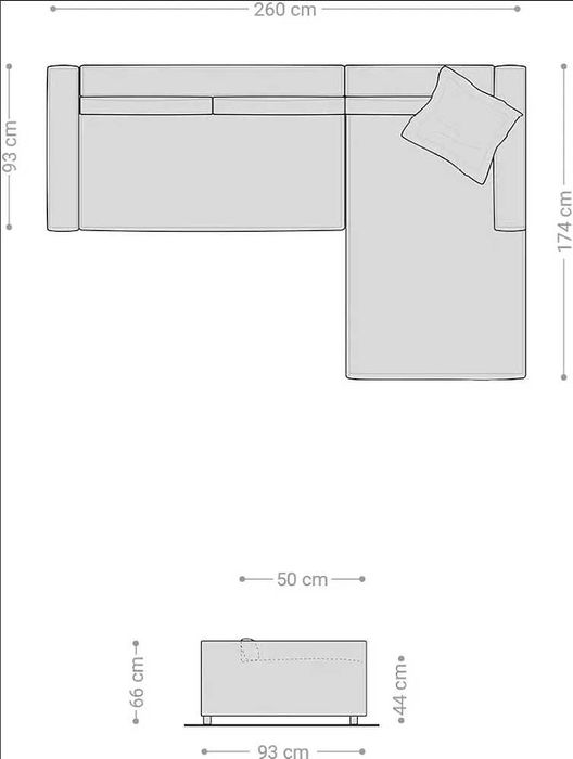 Canapea coltar dreapta Guy Laroche. 260 x 174 cm. Crem/ Ivory. Ca noua. -60% discount